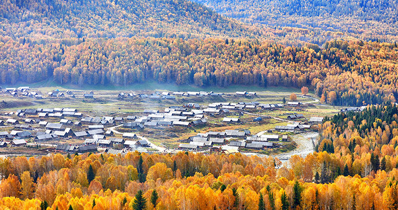 VILLAGE WRAPPED IN FOG