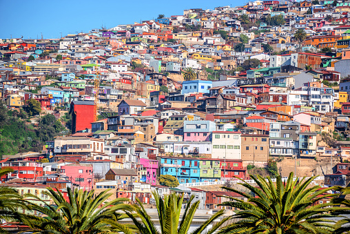 Colorful houses on a hill of Valparaiso, Chile